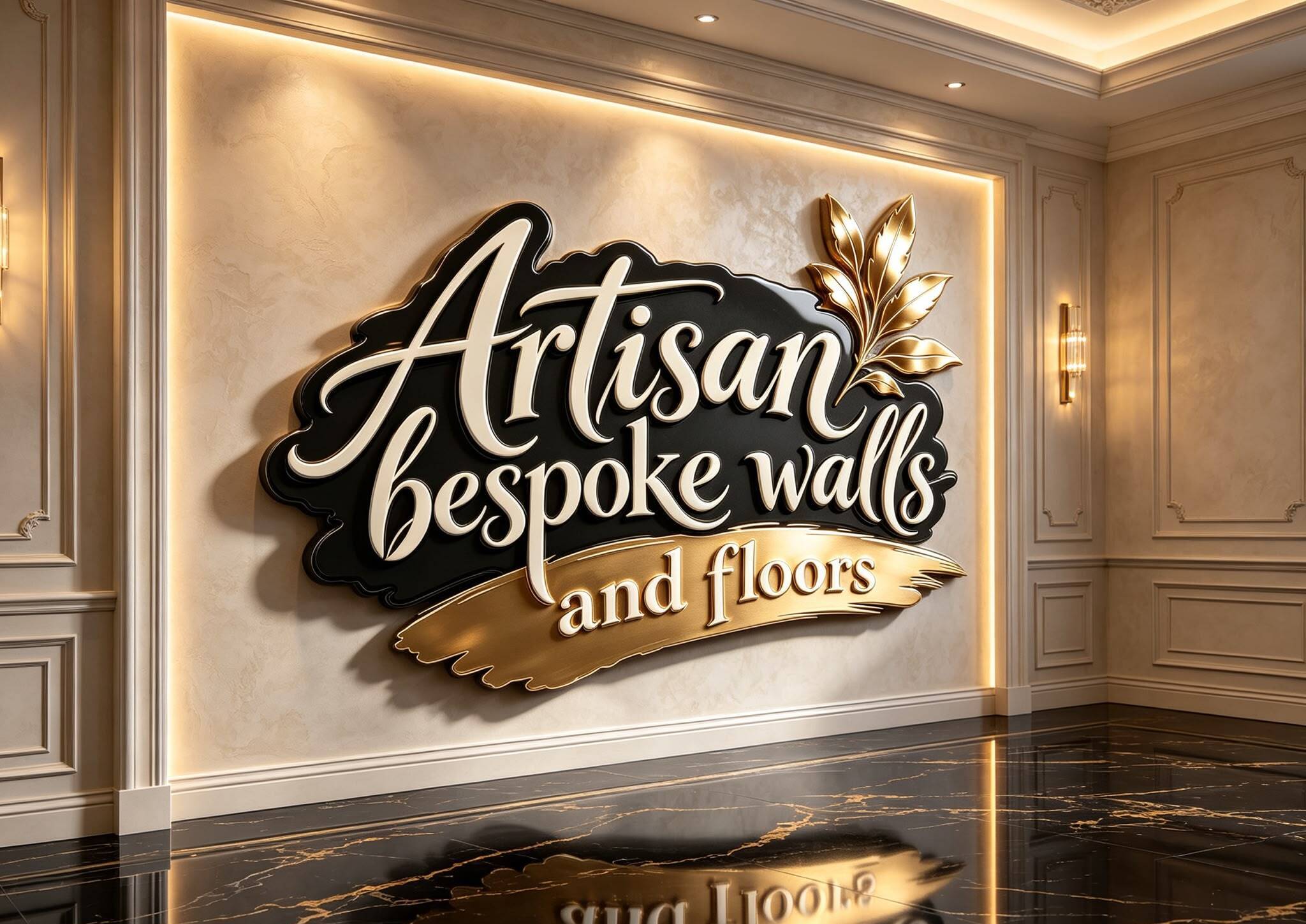 Artisan Bespoke Walls and Floors — signature finish, black marble (dark) or cream Venetian (warm)